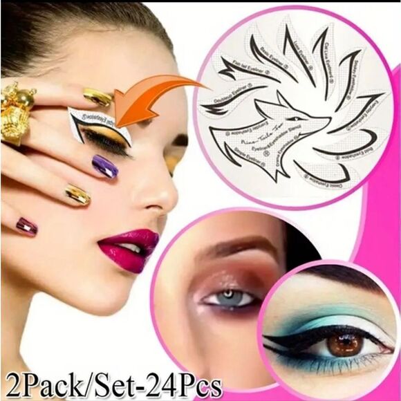 Precision Eyeliner & Eyeshadow Stencil Kit 2 Pack ( 24 stickers ) - Picture 2 of 10